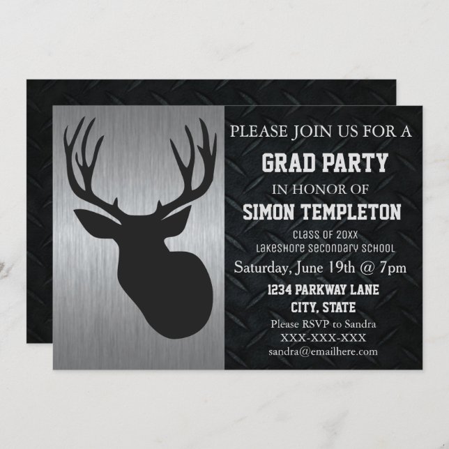 Deer Hunting Graduation Party Invitations (Front/Back)