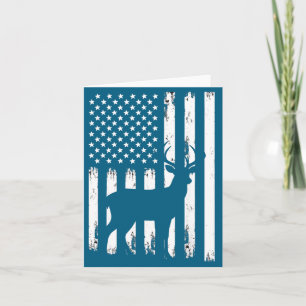 Deer Hunting Hunter Camo Usa American Flag Patriot Card