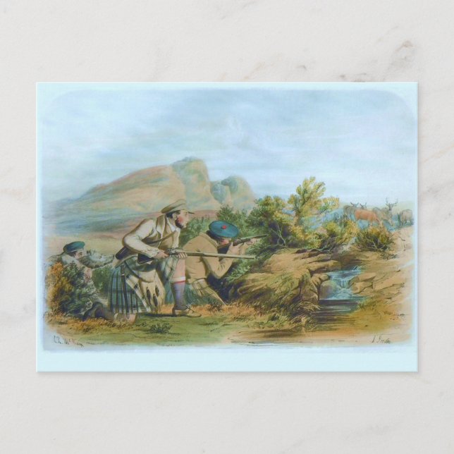 Deer Hunting in the Scottish Highlands Postcard (Front)