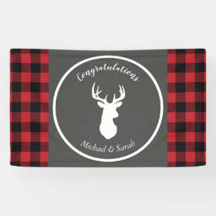 Deer Hunting Lodge Baby Shower Antlers Banner