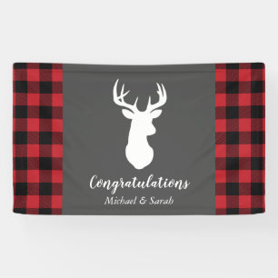 Deer Hunting Lodge Baby Shower Antlers Banner