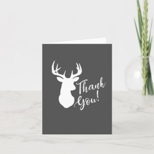 Deer Hunting Lodge Baby Shower Antlers Boy Blue Thank You Card