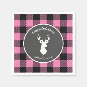Deer Hunting Lodge Baby Shower Antlers Girl Pink Napkin