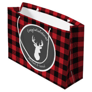 Deer Hunting Lodge Baby Shower Antlers Large Gift Bag