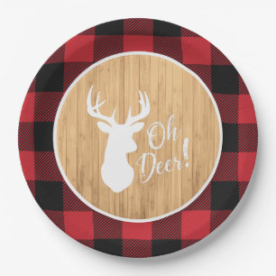 Deer Hunting Lodge Baby Shower Antlers Paper Plate