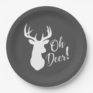 Deer Hunting Lodge Baby Shower Antlers Paper Plate