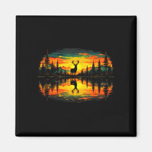Deer hunting nature reflection forest trees magnet