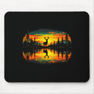 Deer hunting nature reflection forest trees mouse pad