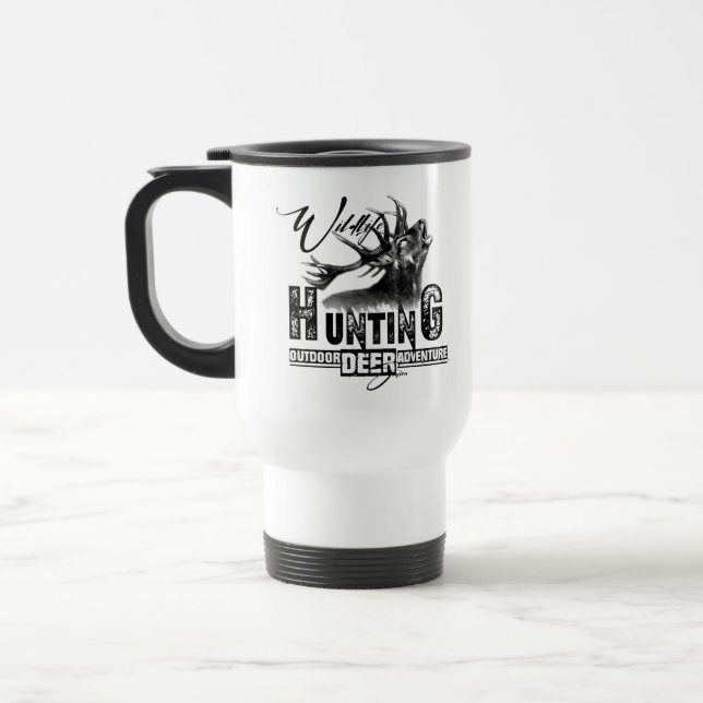 Deer hunting, outdoor adventure  travel mug (Left)