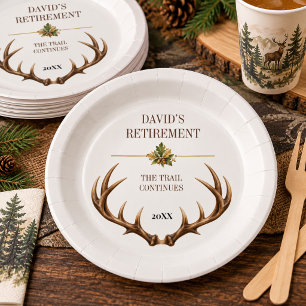 Deer Hunting Retirement Mountain Woodland Paper Plate