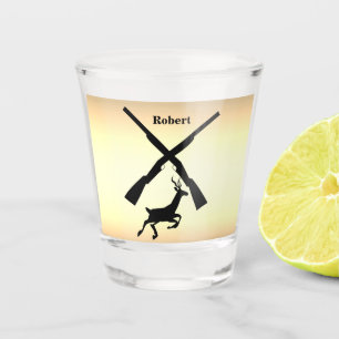 Deer Hunting Silhouette  Personalised Shot Glass