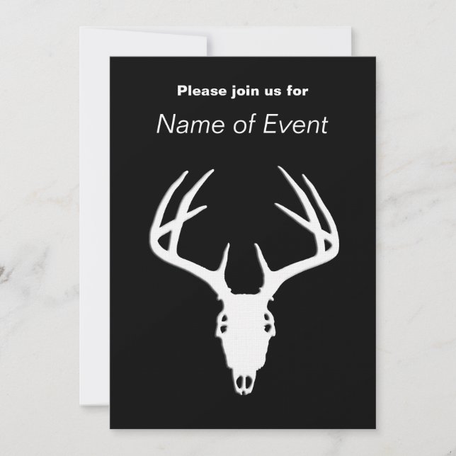 Deer Hunting Skull w/ Antlers Invitation (Front)