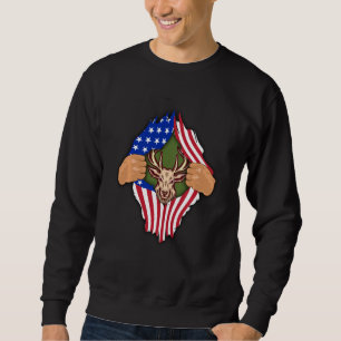 Deer Hunting Usa American Flag Men Hunt Outdoors H Sweatshirt