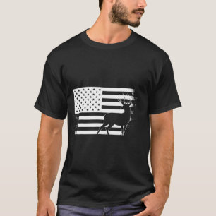 Deer Hunting Usa American Flag  T-Shirt