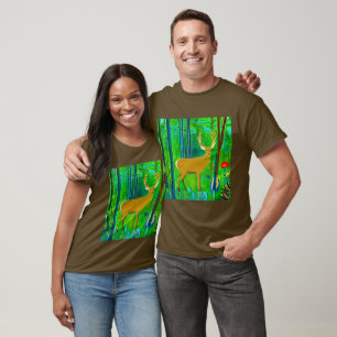 Deer in a Fantasy Forest Setting T-Shirt