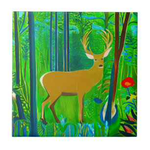 Deer in a Fantasy Forest Setting Tile