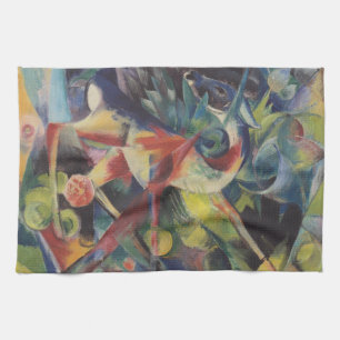 Deer in a Flower Garden by Franz Marc, Vintage Art Tea Towel