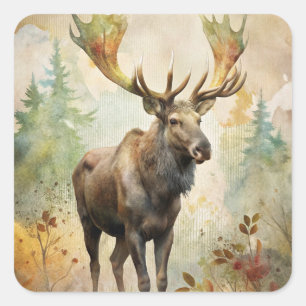 Deer in a Forest Square Sticker