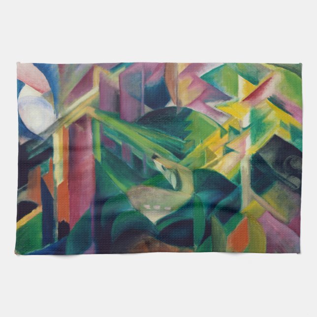 Deer in a Monastery Garden by Franz Marc Tea Towel (Horizontal)