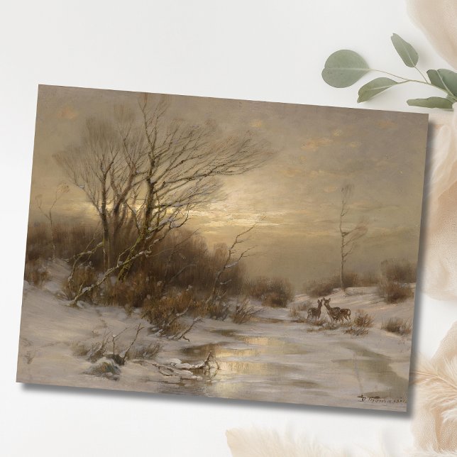 Deer in a Winter Landscape – Désiré Thomassin Postcard (Creator Uploaded)