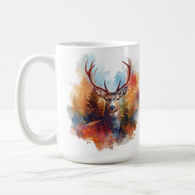 Deer in an Autumn Forest Coffee Mug (Left)