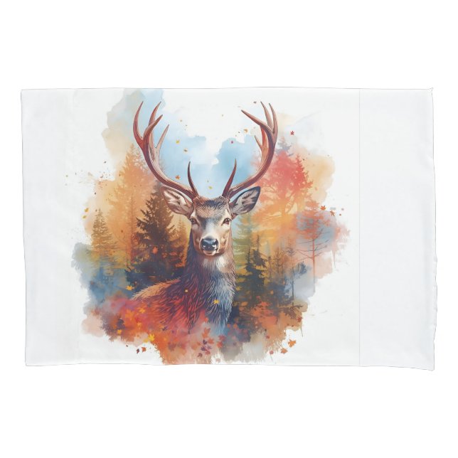 Deer in an Autumn Forest Pillowcase (Front)