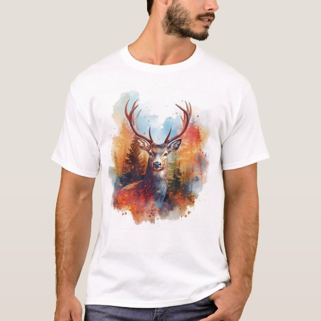 Deer in an Autumn Forest T-Shirt (Front)