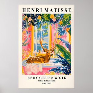 Deer in bathtub funny poster, Matisse print