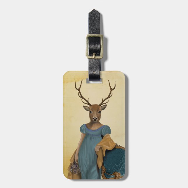 Deer In Blue Dress 2 Luggage Tag (Front Vertical)