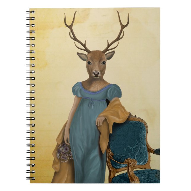 Deer In Blue Dress 2 Spiral Notebook (Front)