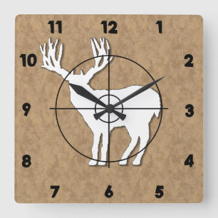 Deer in Crosshairs Hunting Square Wall Clock