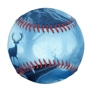 Deer in Dark Forest of Blue Haze Baseball