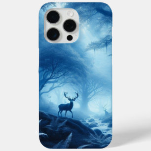 Deer in Dark Forest of Blue Haze iPhone 15 Pro Max Case