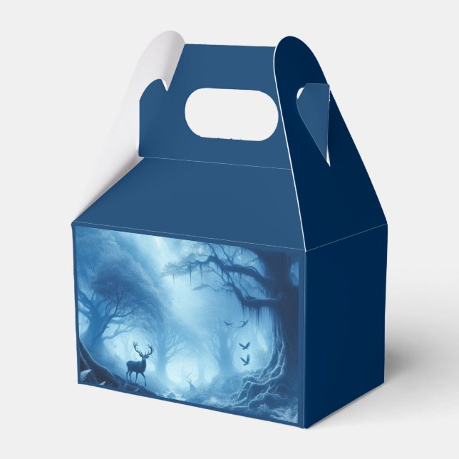 Deer in Dark Forest of Blue Haze Favour Box (Front Side)