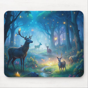 Deer in Enchanted Forest Mouse Pad