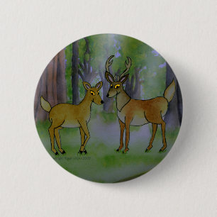 Deer in Forest Button
