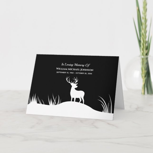 Deer In Loving Memory Remembrance Funeral Memorial Thank You Card (Front)