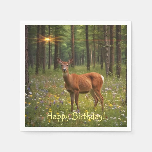 Deer in Magical Forest Napkin (Front)