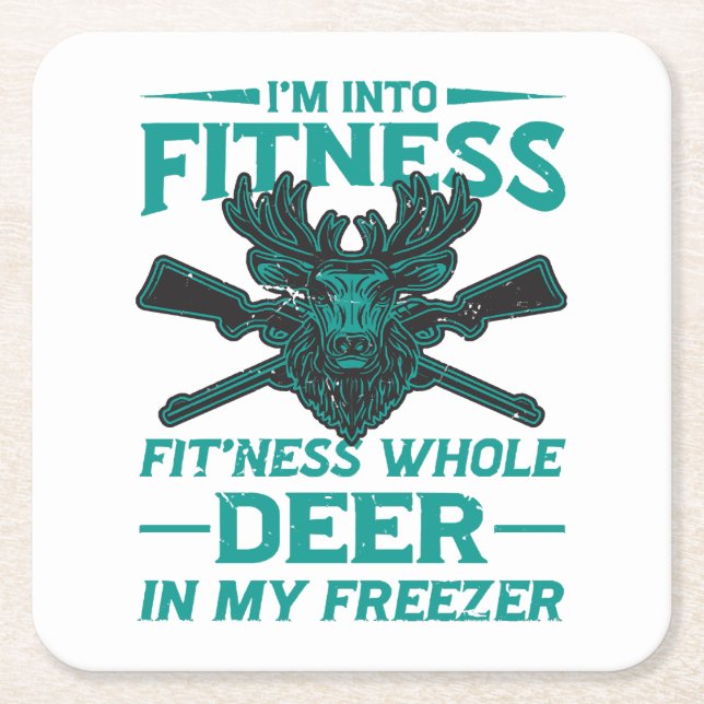 Deer In My Freezer - hunting lover Square Paper Coaster (Front)