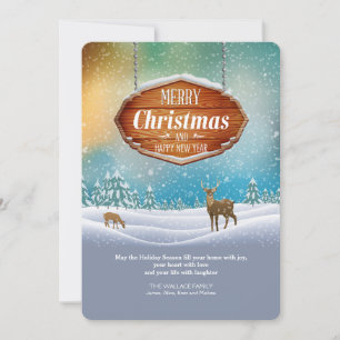 Deer in Snow Christmas Greeting Card