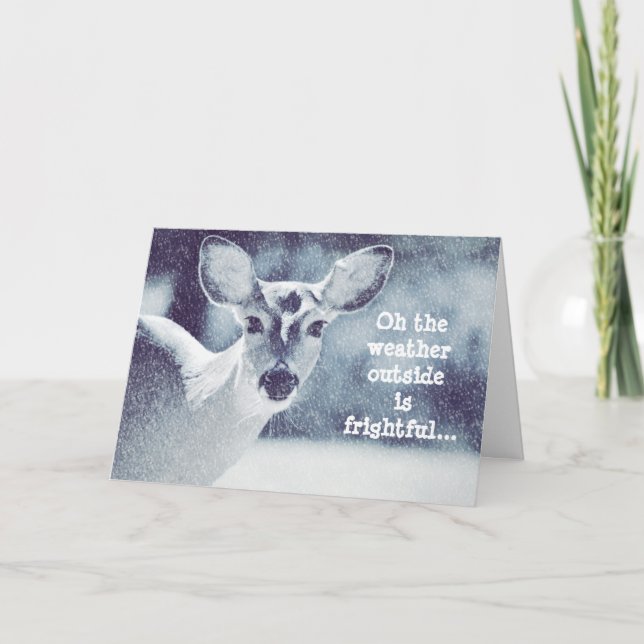 Deer in Snow Christmas Holiday Card (Front)