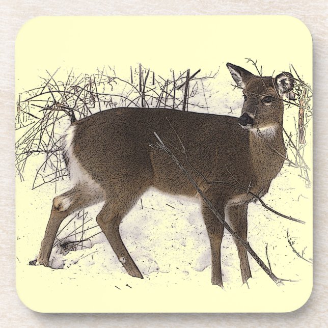 Deer in Snow Coaster (Front)