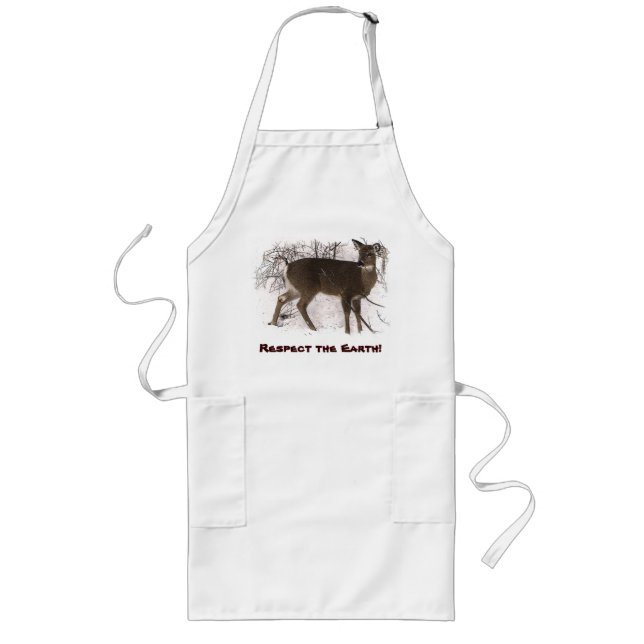 Deer in Snow - Earth Day Long Apron (Front)