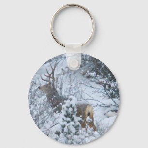 Deer in Snow Key Ring