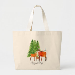 Deer in Snow personalised Christmas Large Tote Bag