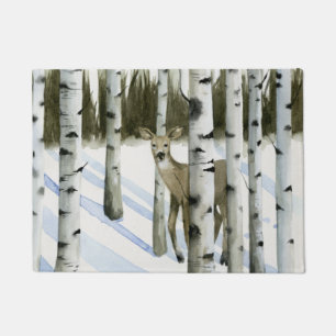 Deer in Snowfall Doormat