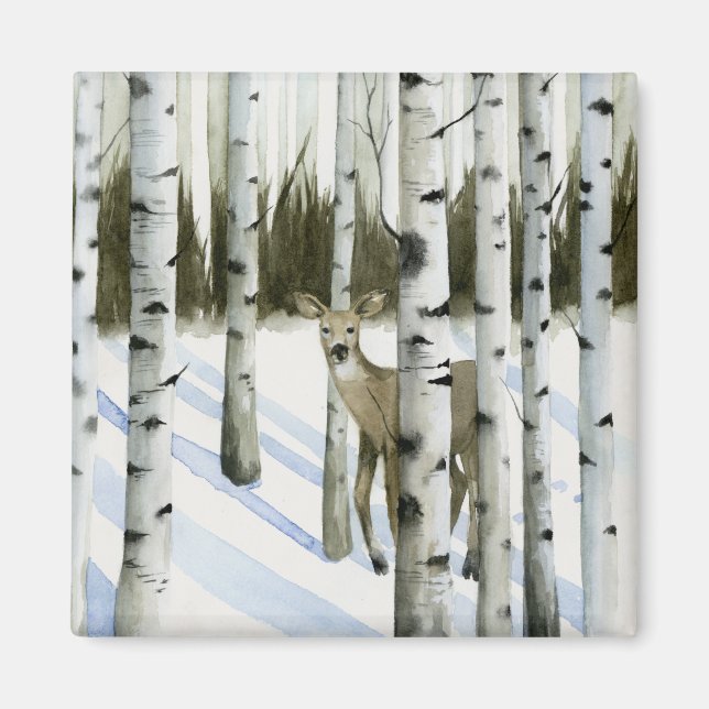 Deer in Snowfall Magnet (Front)