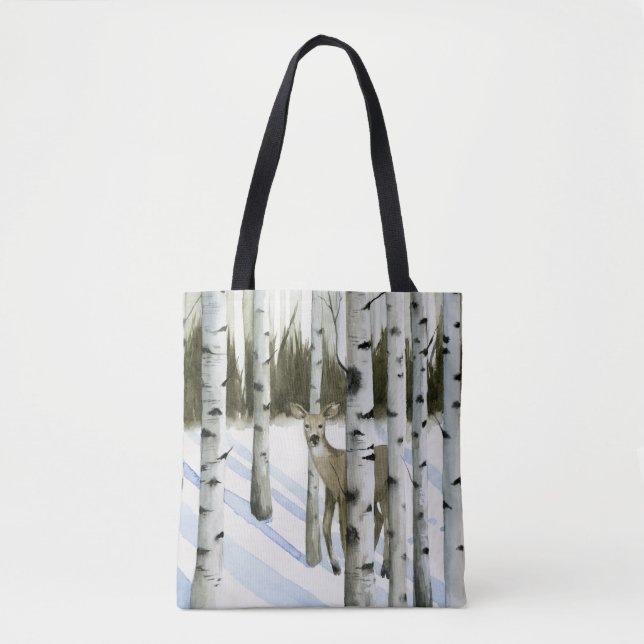 Deer in Snowfall Tote Bag (Front)