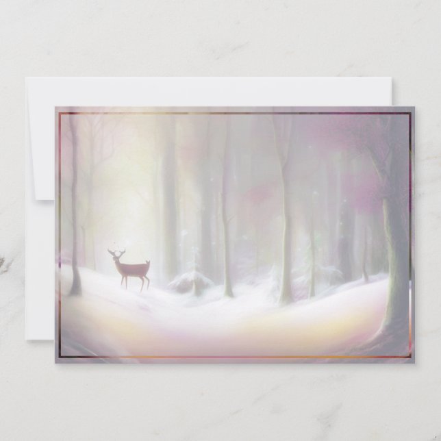 Deer in snowy woods budget Christmas Holiday Card (Front)