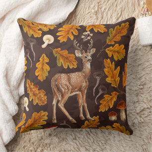 Deer in the autumnal forest 2 cushion